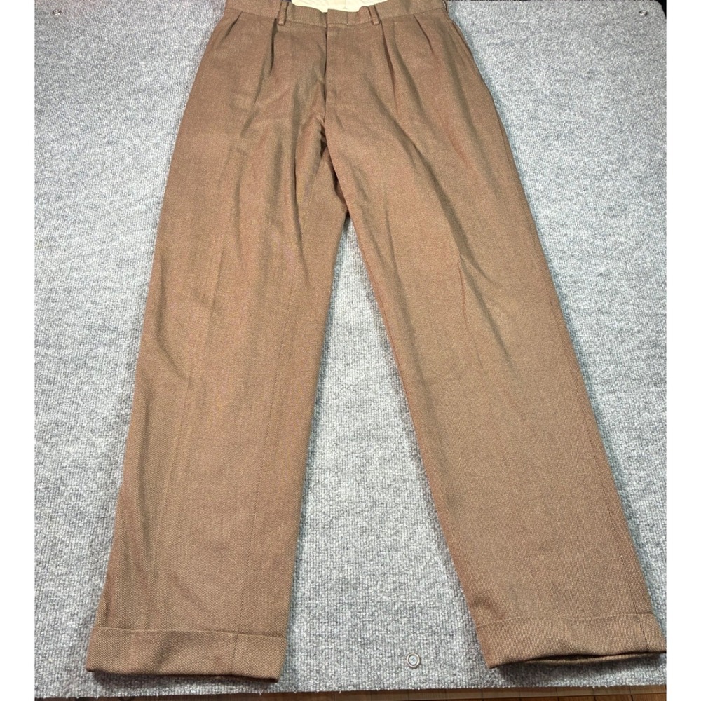 Polo Ralph Lauren Pleated Chino Pants Mens 34x34 Brown Cotton Cuffed Trousers